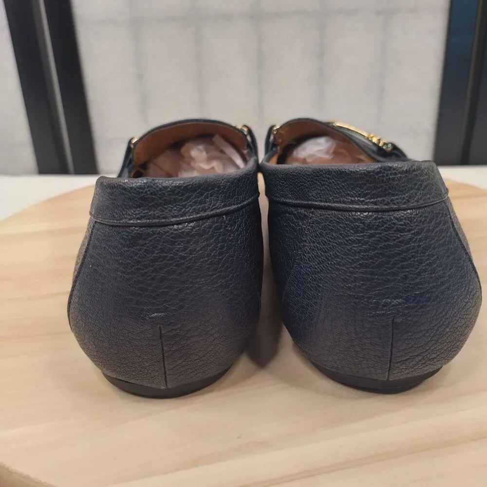 A2 by Aerosoles Navy Blue Gold Horse Bit Driving Loafers Women US 9.5M